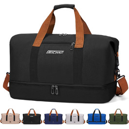 Спортивна сумка-рюкзак для чоловіків та жінок з відділенням для взуття та мокрих речей, велика місткість, легка, водонепроникна, чорна