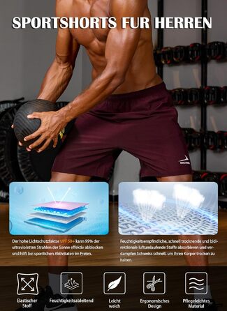Чоловічі спортивні шорти Rane Sports з кишенями на блискавці — легкі та дихаючі для бігу, фітнесу та активного відпочинку, колір Windrot, розмір L