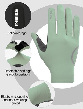 Велосипедні рукавички INBIKE для чоловіків та жінок, літні, дихаючі, MTB, без пальців, світловідбиваючі, антиковзні, для їзди на велосипеді, шосе, спорту (S, Зелений)