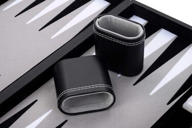 Набір для гри в шашки Engelhart Luxus 250506 - сірий, штучна шкіра, перламутрові фішки, 38 см