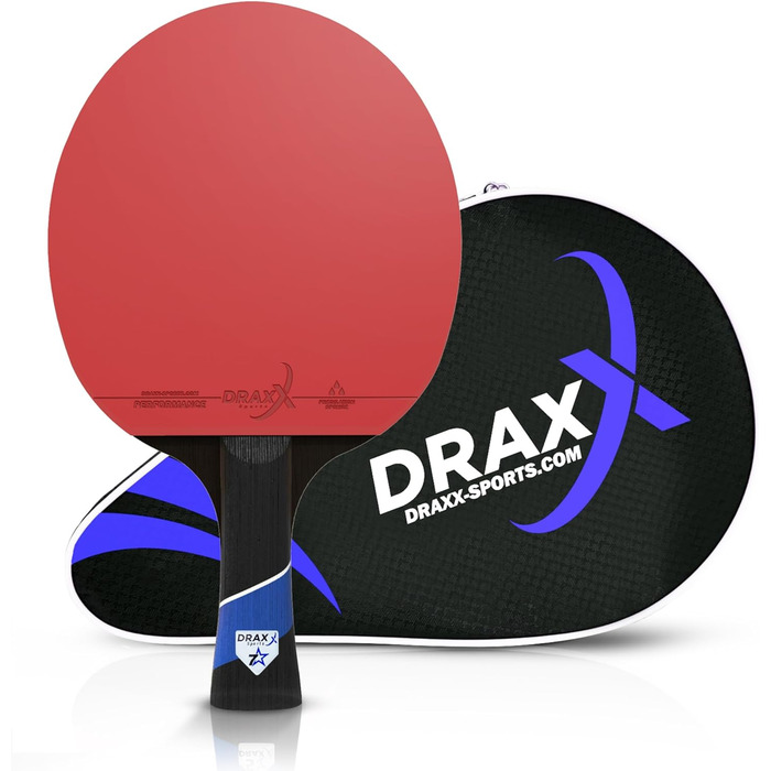 Набір ракетки для настільного тенісу DRAXX SPORTS 7 зірок | Професійна карбонова ракетка для контролю, обертання та потужності | Ультралегка, 175г | Губка 2мм & Високопродуктивний накладка