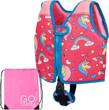 Дитячий жилет для плавання Go Swim Magical Unicorns, L (3-6 років, 19-30 кг), з сумкою для плавання