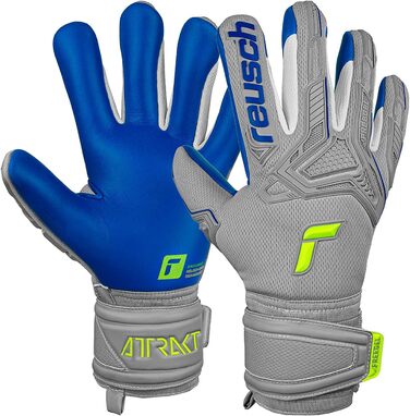 Воротарські рукавички Reusch Attrakt Freegel для дорослих, внутрішній шов, покриття Grip Silver, для всіх типів полів, сірі/жовті