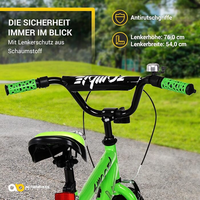 Дитяче велосипед Actionbikes Zombie 12/16/20 дюймів з V-Brake гальмами | Для дітей 2-9 років | З брудозахисниками | Для дівчаток та хлопчиків