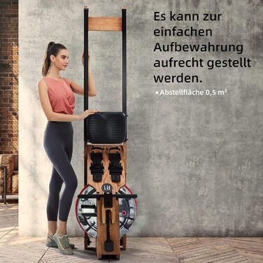 JASPORT R1: Гребний тренажер для дому з масивного дерева (Еш) з комп'ютером та кріпленням для планшета | JASPORT