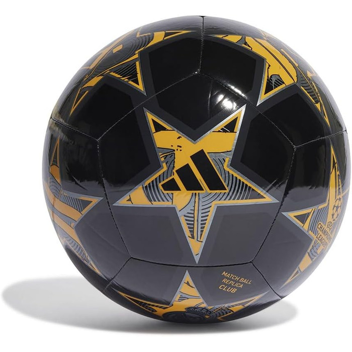 Футбольний м'яч adidas UCL Rm CLB, машинне зшивання, розмір 5, чорний/жовтий/карбон
