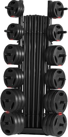 Стійка для гантелей GORILLA SPORTS, сталева, чорна, 70x80x170 см, до 300 кг — стійка для гантелей, дисків, штанги