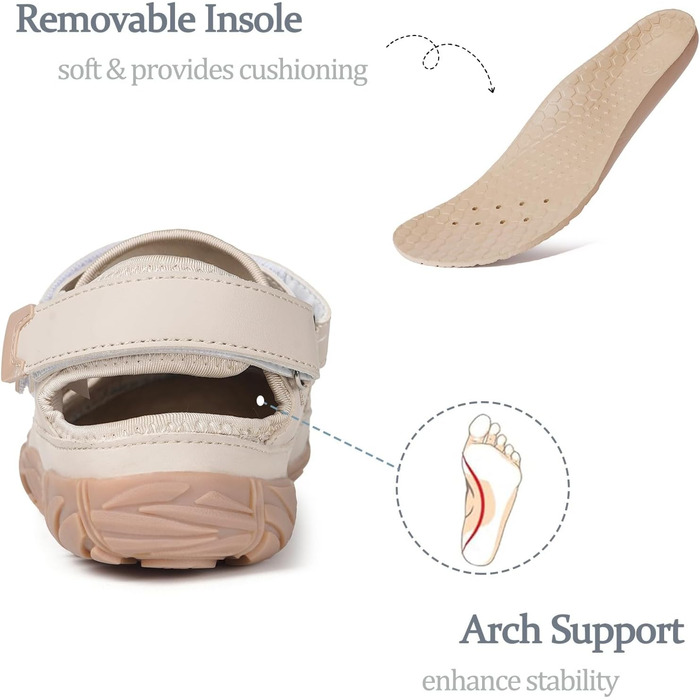 Чоловічі/Жіночі сандалі для плавання та активного відпочинку Hsyooes (46 EU, Бежеві) - Швидковисихаючі аквашузи для пляжу, туризму