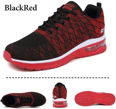 Чоловічі кросівки для бігу та занять спортом: Air Cushion, зручні та дихаючі, чорно-червоні (40 2/3 EU)