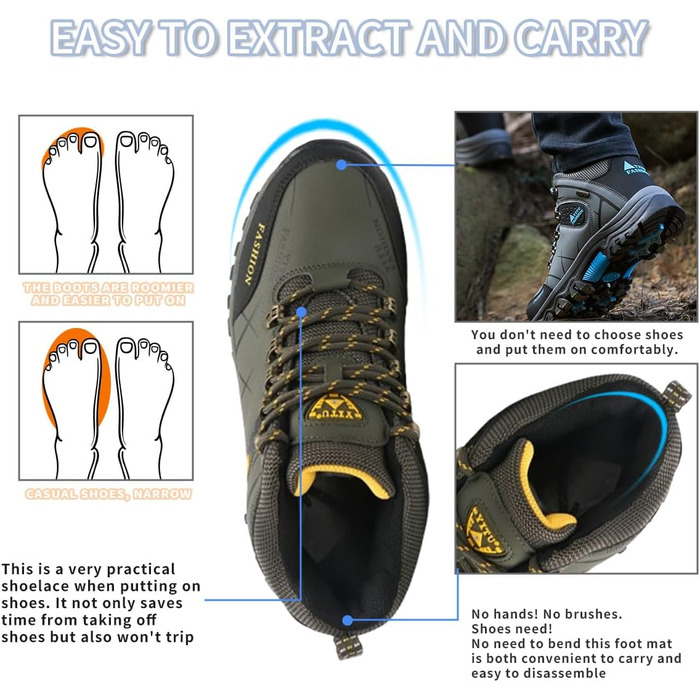 Черевики для хайкінгу чоловічі та жіночі, водонепроникні, туристичні черевики, outdoor взуття, зручні, легкі, для кемпінгу, зелені, 39 EU