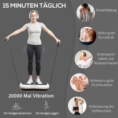 Тренажер HOMCOM Vibration Plate з 2 фітнес-гумками, 99 рівнями вібрації до 120 кг, для ефективного тренування всього тіла 200 Вт