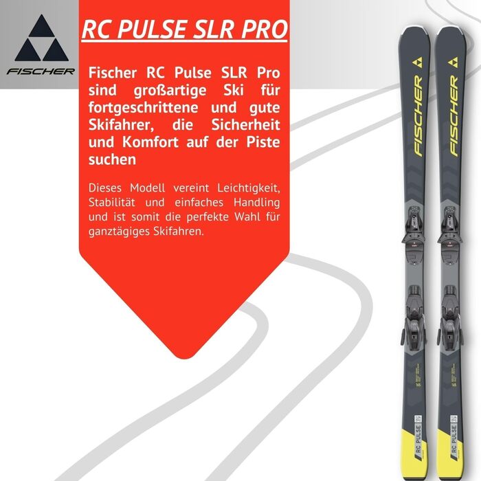 Лижі гірськолижні фігурні Fischer RC Pulse SLR PRO з рокером On-Piste, кріплення RS9 SLR Z2,5-9, для підготовлених трас, 155 см