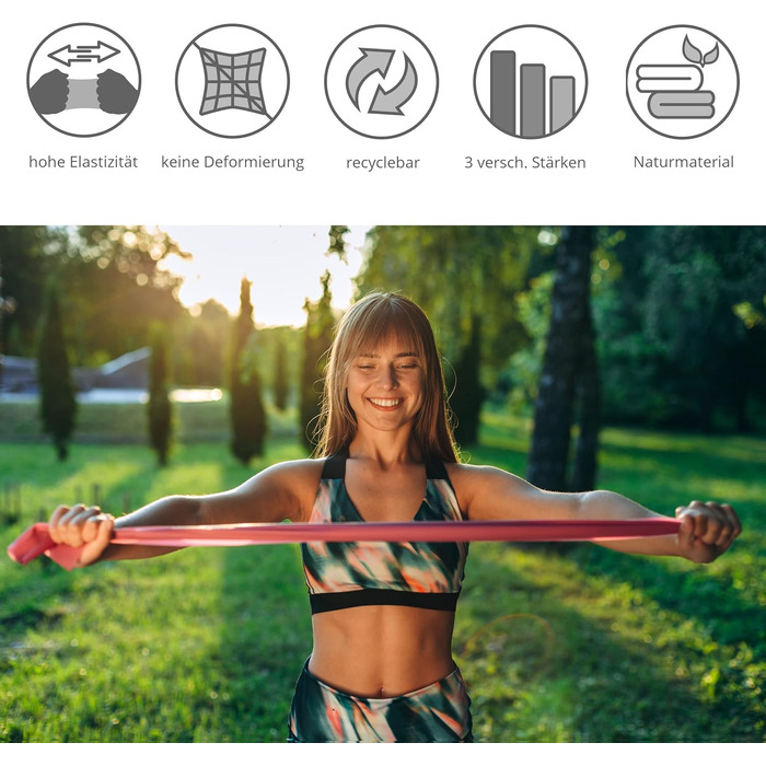 Набір фітнес-гумок 3 шт. - 2 м, гумки з опором + eBook | Гумки для фітнесу, йоги, силових тренувань