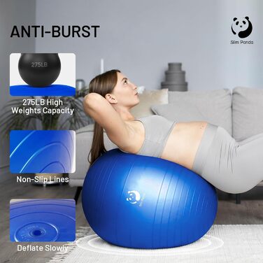 Гімнастичний м'яч Slim Panda 55-85 см, антивибуховий, з насосом, для фітнесу, терапії, вагітних і літніх людей