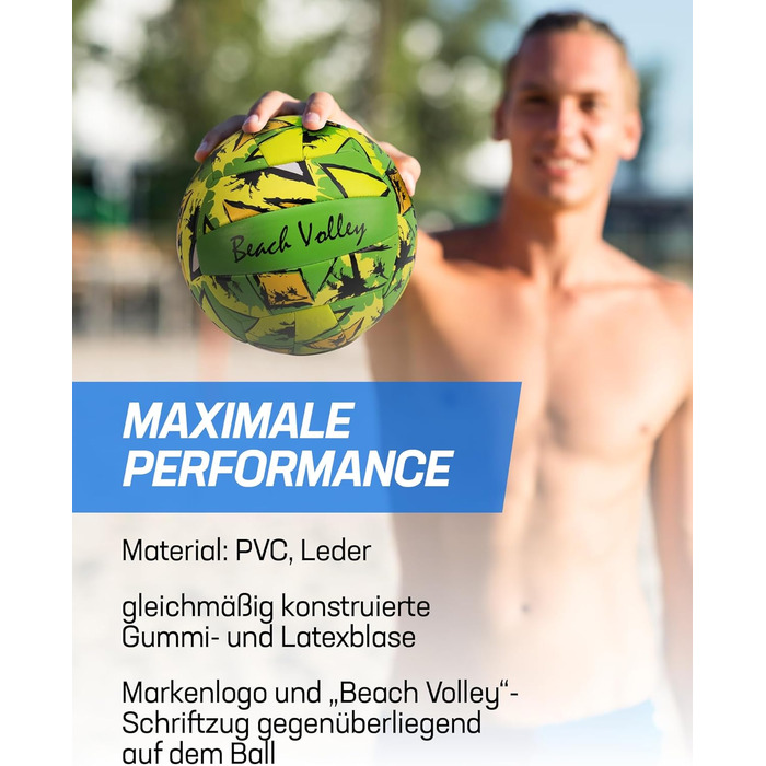JELEX Волейбольний м'яч для пляжного волейболу, розмір 5, для гри в приміщенні та на вулиці, підходить для початківців, професіоналів, підлітків та дорослих, тренувальний м'яч, зелений