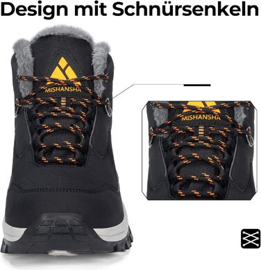 Зимові черевики Mishansha для жінок, утеплені, непромокаючі, туристичні, розмір 36-42, чорний