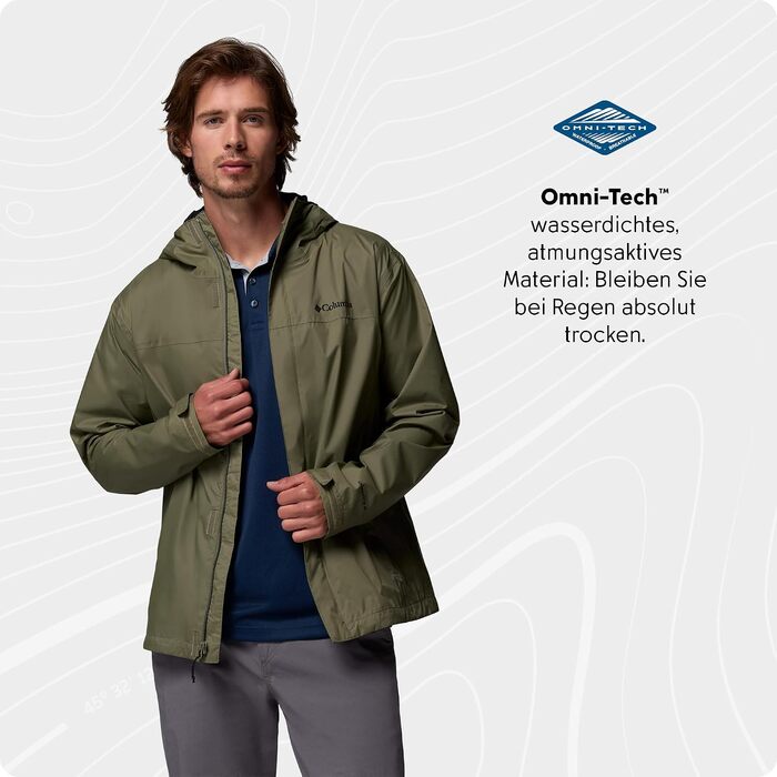 Чоловіча водонепроникна куртка Columbia Watertight II Rain Jacket, колір Stone Green, розмір L