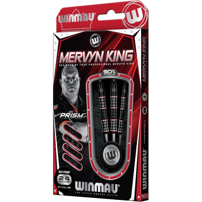 Дротики WINMAU Mervyn King Special Edition 24 г, вольфрам, з оперенням Prism та стрижнями Vecta