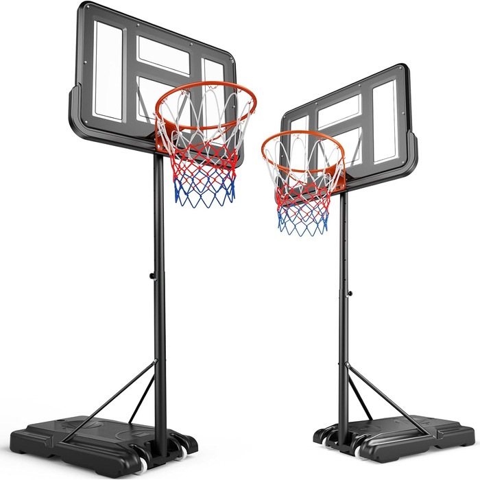 Зручна баскетбольна корзина для вулиці: регульована висота 128-305 см, стійка з підсиленою спинкою 110x75 см, 2 сітки в комплекті