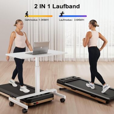 Біговий тренажер DeerRun з нахилом 9%, для дому, до 136 кг, Walking Pad, сумісний з робочим столом, з APP-керуванням, курсами тренувань та кількома режимами бігу, чорний