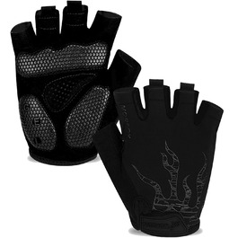 Велосипедні рукавички BIKINGMOREOK: півпальчикові, дихаючі, з гелевою амортизацією, для MTB та шосе, чорні, унісекс