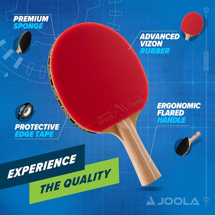 Ракетка для настільного тенісу JOOLA Omega Control для просунутих гравців, гума Vizon, flared grip