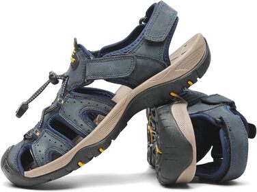 Чоловічі сандалі FLARUT для туризму та відпочинку на природі, шкіряні трекінгові сандалі, сині (47 EU)