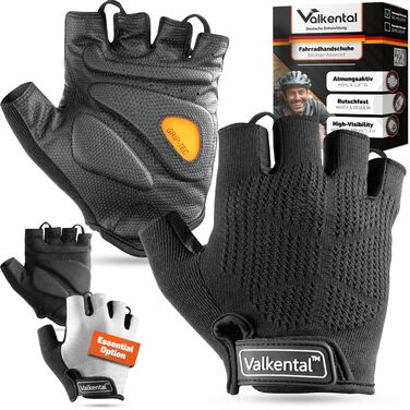 Велосипедні рукавички Vakenta® Geposterte: Дихаючі, короткі, для MTB, шосе, трекінгу - чоловічі/жіночі (Чорні, 3XL, Advanced)