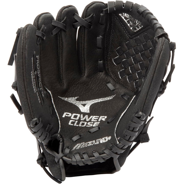 Рукавиця бейсбольна дитяча Mizuno Prospect PowerClose (ліва рука, чорний/тартан-флекс)