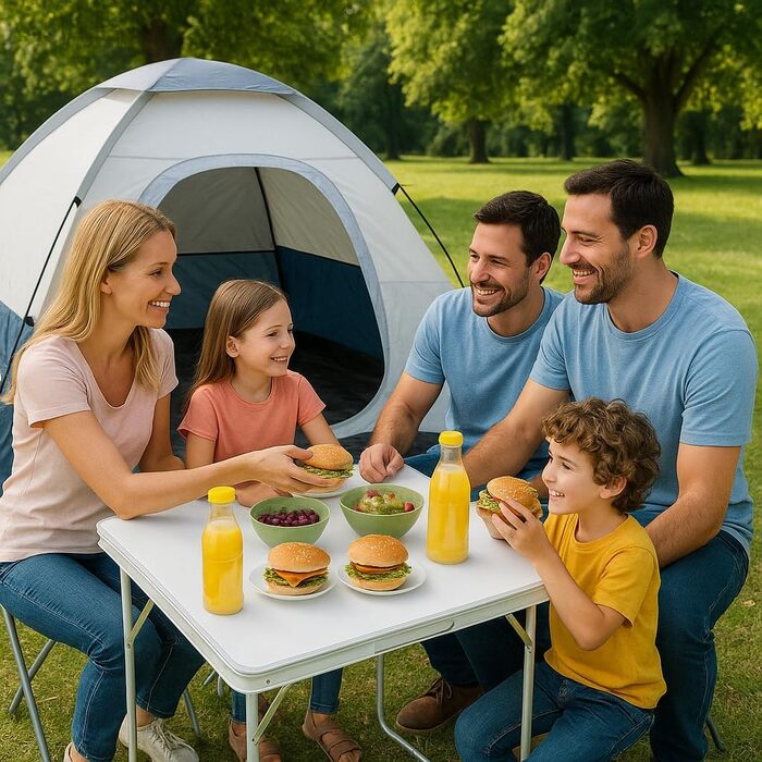 Складаний кемпінговий стіл Harbour Housewares 80x60 см, металевий, для пікніка, саду, грилю