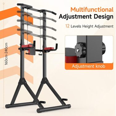 Багатофункціональна силова станція Power Tower: турнік та бруси, регульована висота 170-220 см, тренажер для дому