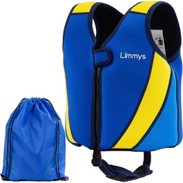 Дитячий жилет для плавання Limmys - безпечний та зручний, CE-сертифікований, з регулюванням плавучості, з сумкою, колір: кобальтово-синій