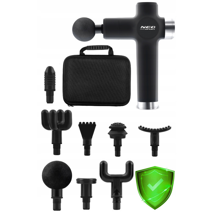 Перкусійний масажер для тіла Neo-sport NS-501, 8 насадок, чорний