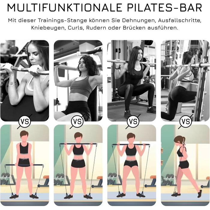 Набір для пілатесу Breaking Limits: регульована стійка + 6 еластичних стрічок для фітнесу вдома. Сталь, піна, нековзний ремінь