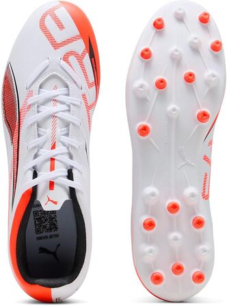 Кросівки футбольні PUMA Ultra 5 Play Mg з підсвічуванням, 41 EU, білий/чорний/червоний