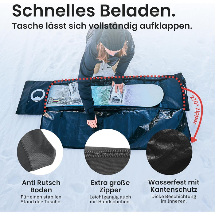 Сноуборд-сумка Otaro, регульована довжина 140–180 см, водонепроникна та з підкладкою. Також підходить для вейкборду, лиж. Для 2 пар лиж/сноуборду (червона). Сумка для сноуборду + чохол для черевиків