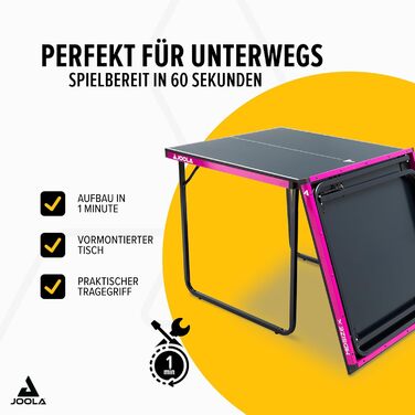 Стіл для пінг-понгу JOOLA Midsize, стіл для відпочинку, комплект з сіткою, чорно-фіолетовий