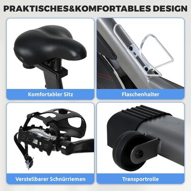 Велотренажер Heimtrainer S100 з регульованим опором, LED-дисплеєм, датчиком пульсу та тримачем для смартфона/планшета