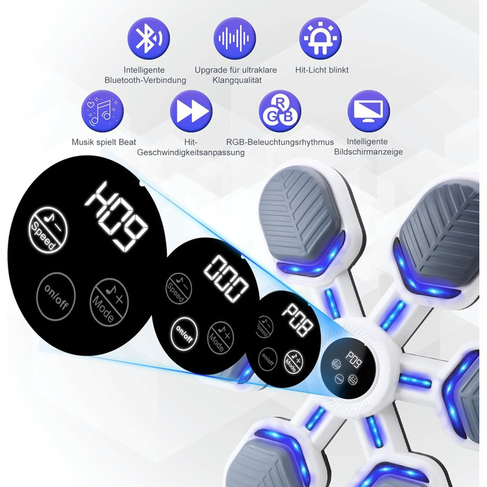 Музична боксерська машина Wandmodell - бокс з Bluetooth, LED, 9 швидкостей, 9 режимів для дітей та дорослих