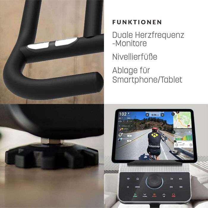 Велотренажер Bluefin Fitness TOUR SP з Bluetooth, додатком для смартфона, підтримкою Kinomap, Live Video Streaming, відеотренуваннями, для домашнього спортзалу
