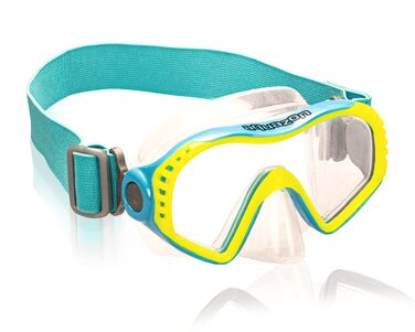 Маска для плавання Aquazon Starfish Junior Medium (7-12 років) синьо-жовта. Дитяча маска для снорклінгу та дайвінгу зі склам Tempered та силіконовим обтюратором.