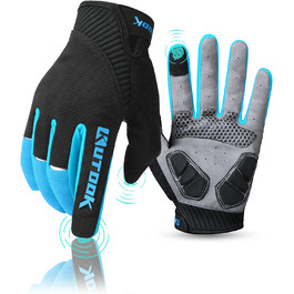 Велосипедні рукавички KUTOOK: антиковзаючі, амортизуючі, з гелевою підкладкою, сенсорні, для MTB, шосе, трейл, гірський велосипед, похід, блакитні, розмір L