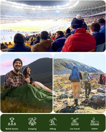 Сплячий мішок Sportneer Outdoor - ковдровий спальний мішок 3-4 сезони для дорослих, теплий спальний мішок для кемпінгу, подорожей та активного відпочинку (200x85см, зелений)