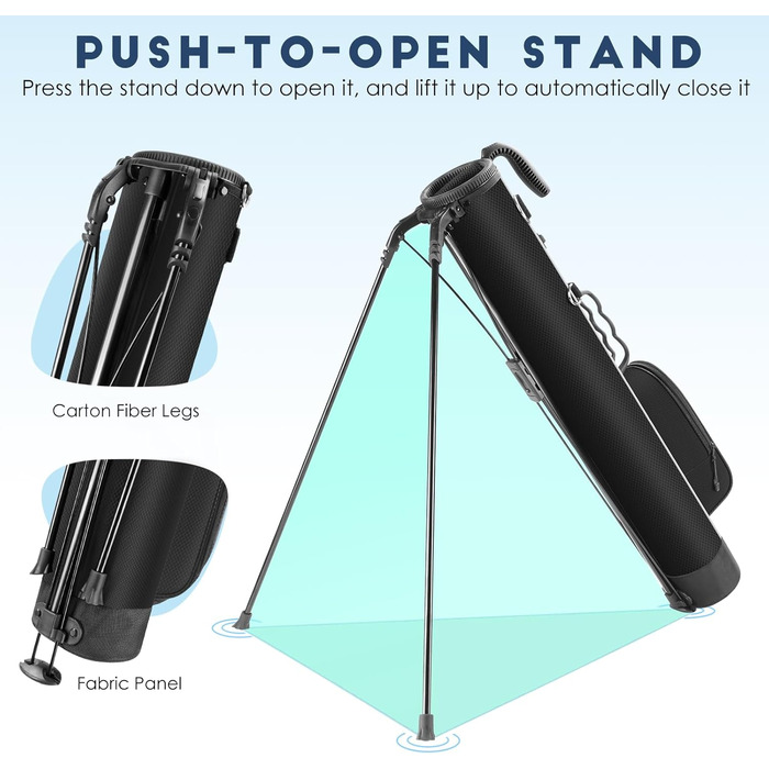 Сумка для гольфу Findway: стійка, легка, для тренувань та гри, 80 см, A1-BK