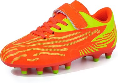 Дитячі футбольні бутси JABASIC для твердого поля, шипові, для хлопчиків та дівчаток, 30 EU, помаранчево-лаймовий колір