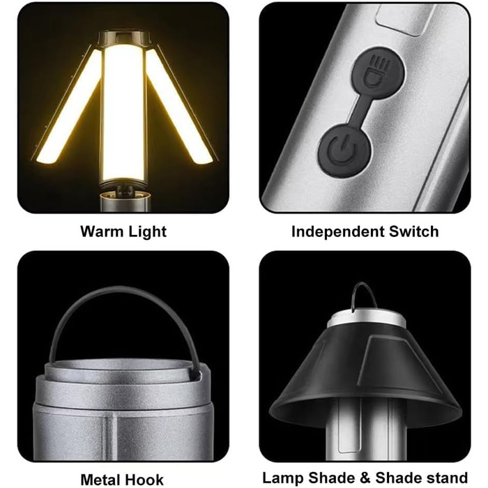 Ліхтар кемпінговий Gerbala 3000mAh з телескопом, LED, багатофункціональний, з гачком, 3 режими, для кемпінгу та піших прогулянок