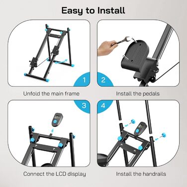 Вертикальний степер для дому: Кліматична машина з регулюванням опору, LCD-дисплеєм та складним педалем