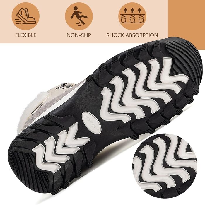 Чоботи жіночі зимові Mishansha, утеплені, антиковзаючі, розмір 36-42 (Бежевий, 37 EU)