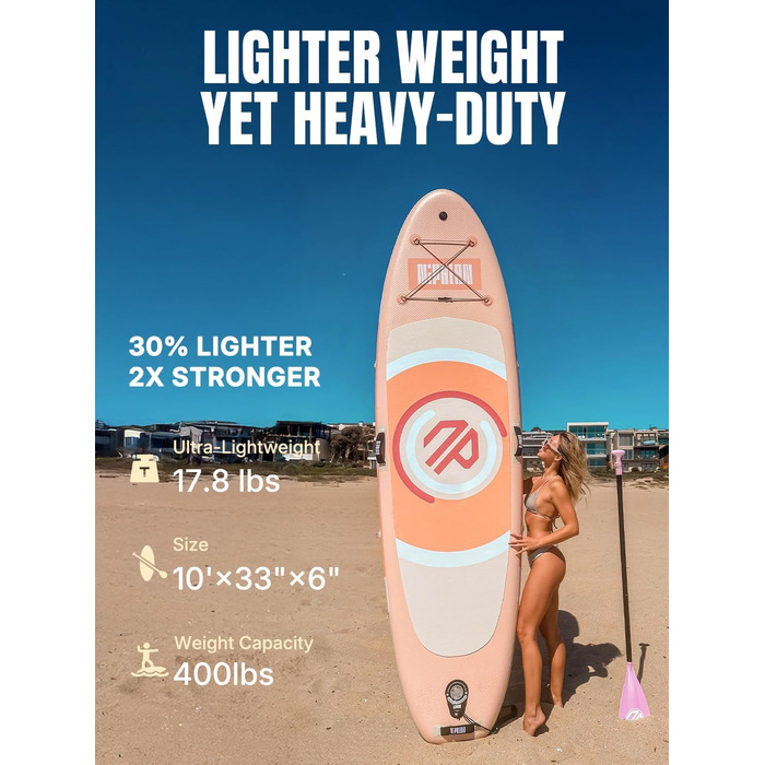 Надувний SUP дошка для SUP-серфінгу Niphean 305см з балансувальними крилами та аксесуарами, для дорослих, мультифункціональна, для йоги (ORANGE)