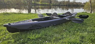 Надувний каяк CARPTOUR C5 Drop Stitch з веслом і 2 сидіннями, сіра сумка, насос, для риболовлі та туризму